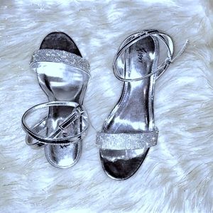 - New Fioni rainbow rhinestones heels sliver 7.5